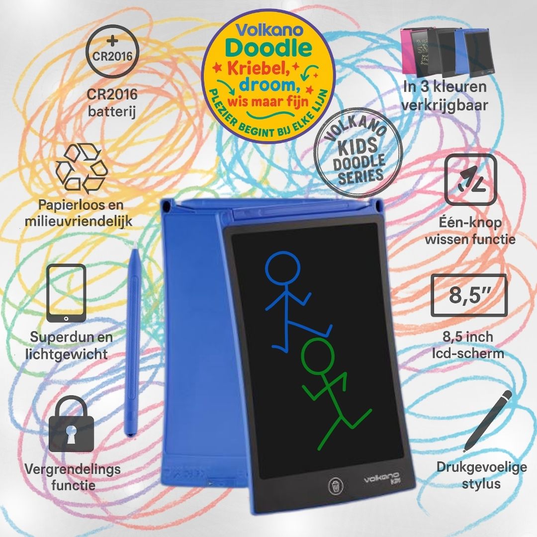Volkano Doodle VK - 850 - BK LCD - schrijftablet – 8.5 inch, Blauw - FivesquareNLBlauwVolkano Doodle VK - 850 - BK LCD - schrijftablet – 8.5 inch, Blauw